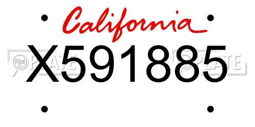 X591885 California License Plate