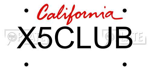 X5CLUB California License Plate
