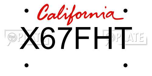 X67FHT California License Plate