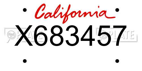 X683457 California License Plate