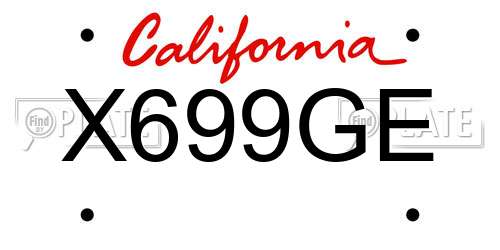 X699GE California License Plate