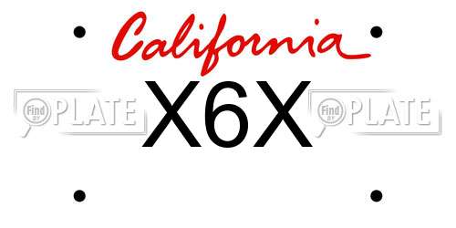 X6X California License Plate