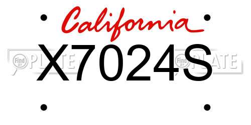 X7024S California License Plate