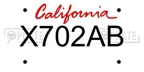 X702AB California License Plate