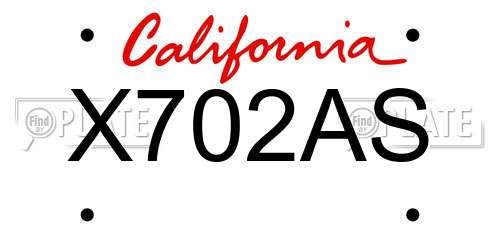 X702AS California License Plate