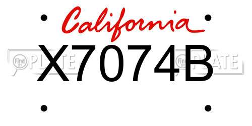 X7074B California License Plate