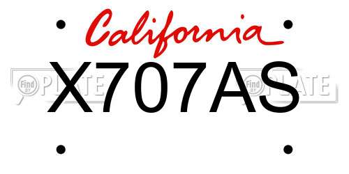 X707AS California License Plate