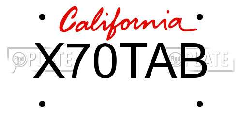 X70TAB California License Plate