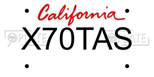 X70TAS California License Plate