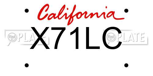 X71LC California License Plate