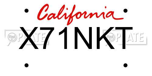 X71NKT California License Plate