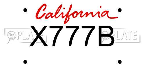 X777B California License Plate