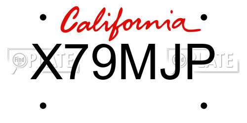 X79MJP California License Plate
