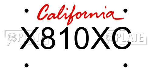 X810XC California License Plate
