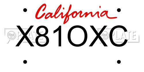 X81OXC California License Plate