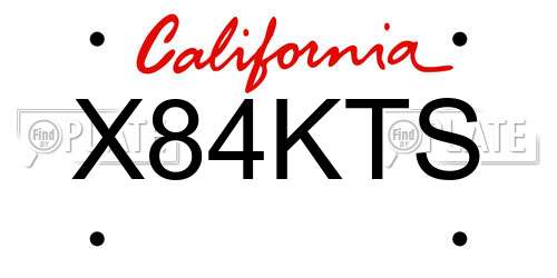 X84KTS California License Plate