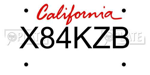X84KZB California License Plate
