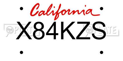 X84KZS California License Plate
