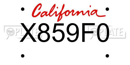 X859F0 California License Plate