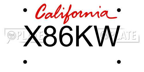 X86KW California License Plate