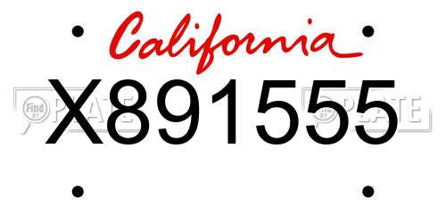X891555 California License Plate