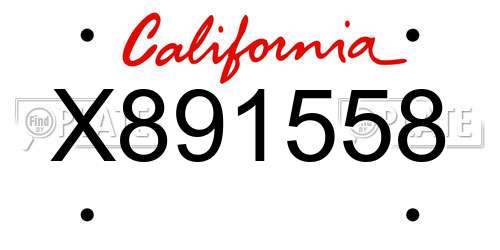 X891558 California License Plate