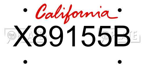 X89155B California License Plate