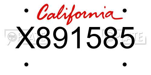 X891585 California License Plate