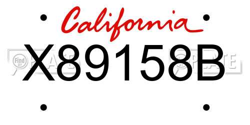 X89158B California License Plate