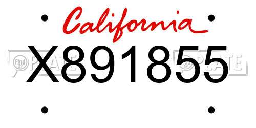 X891855 California License Plate
