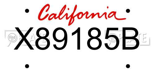 X89185B California License Plate