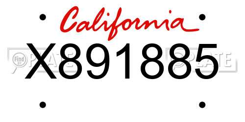 X891885 California License Plate