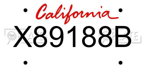 X89188B California License Plate