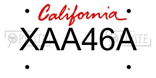 XAA46A California License Plate