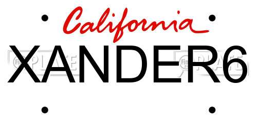 XANDER6 California License Plate