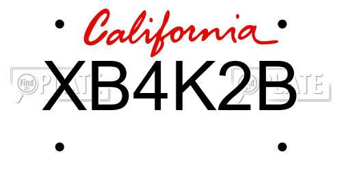 XB4K2B California License Plate