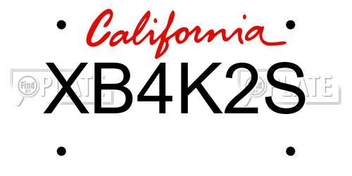 XB4K2S California License Plate