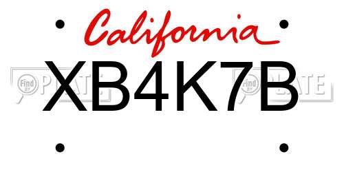 XB4K7B California License Plate