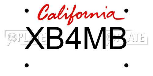 XB4MB California License Plate