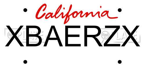 XBAERZX California License Plate
