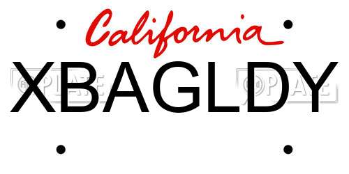 XBAGLDY California License Plate