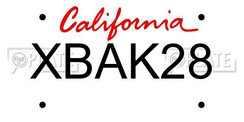 XBAK28 California License Plate
