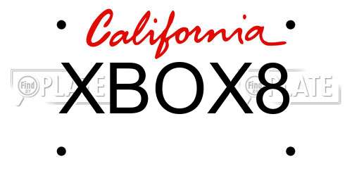 XBOX8 California License Plate