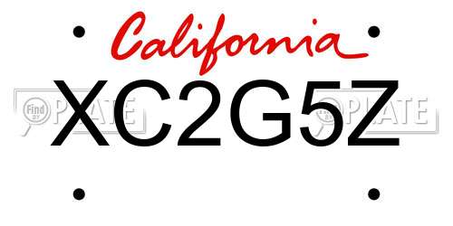 XC2G5Z California License Plate