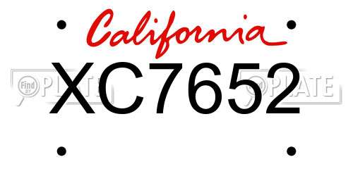 XC7652 California License Plate