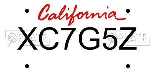 XC7G5Z California License Plate