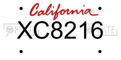 XC8216 California License Plate