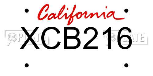 XCB216 California License Plate