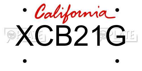 XCB21G California License Plate
