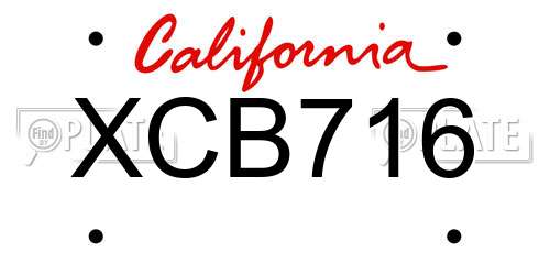 XCB716 California License Plate